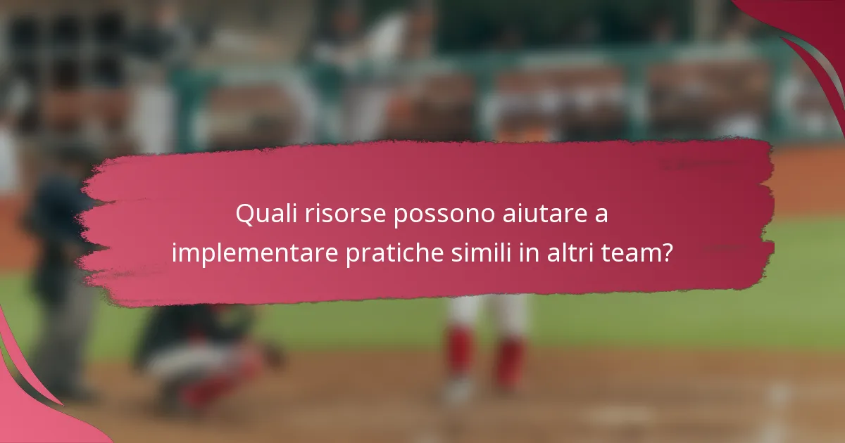 Quali risorse possono aiutare a implementare pratiche simili in altri team?