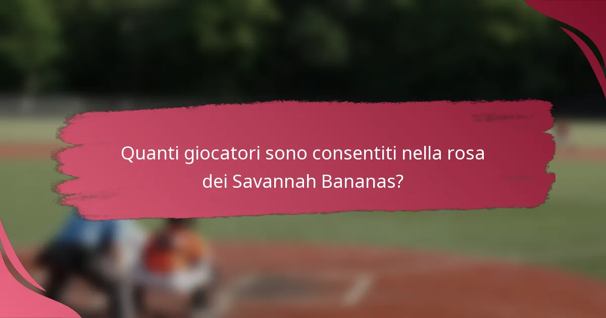 Quanti giocatori sono consentiti nella rosa dei Savannah Bananas?